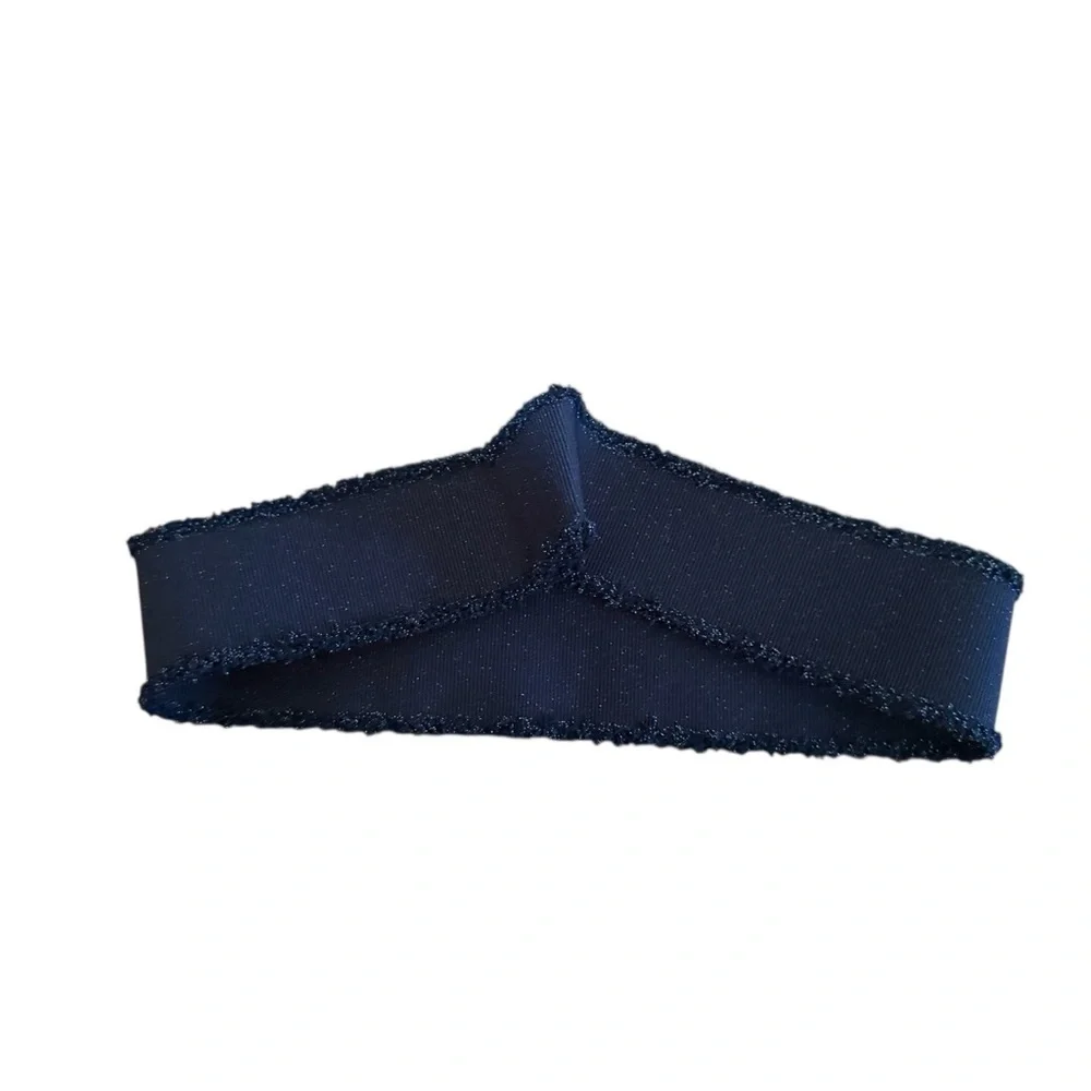 NWT Chanel Navy Grosgrain Ribbon Trim Gold Logo Sewing Craft Hair Bow Accessory